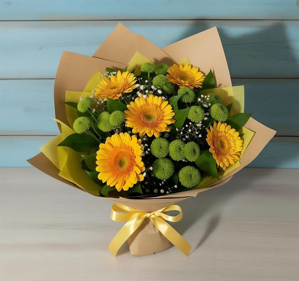 Букет цветов из: Герберы и Хризантемы в Бесстрашной