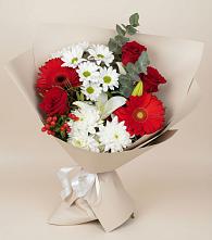 Букет цветов из:  Розы, Хризантемы, Герберы и Лилии в Бесстрашной