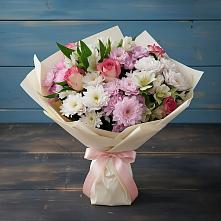 Букет цветов из:  Хризантемы, Альстромерии и Розы в Бесстрашной