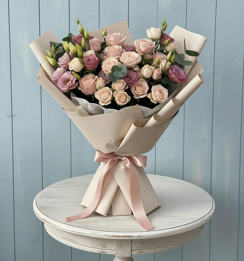 Букет цветов из: Розы и Лизиантусы в Бесстрашной