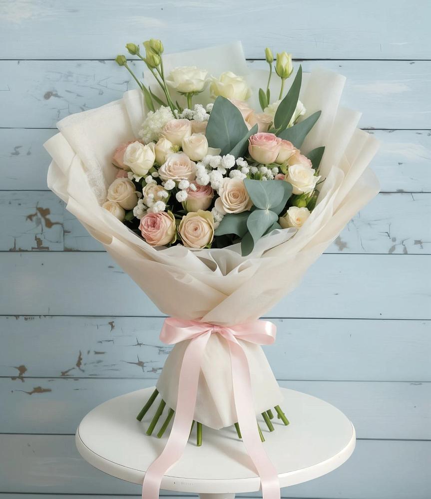 Букет цветов из: Розы и Лизиантусы в Бесстрашной